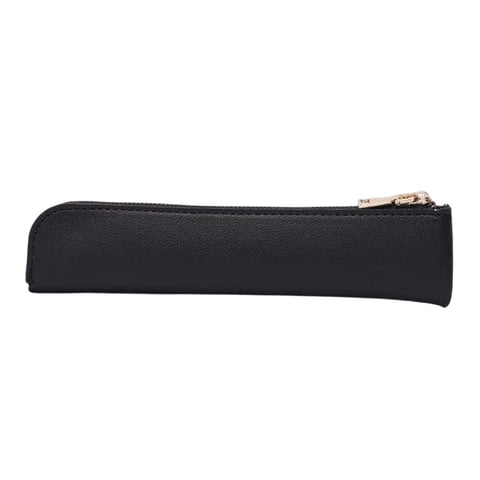 Ioensy - Estuche De Maquillaje De Pu Estuche De Lápices Con Cremallera Durable Para Hombres Mujeres Simple Negro