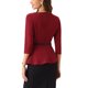 thumbnail image 3 of INSPIRE CHIC Blusas Peplum para Mujeres Regreso a Clases Atuendo de Maestra Manga 3/4 Blusa Elegante de Trabajo con Cinturón XS Rojo, 3 of 6