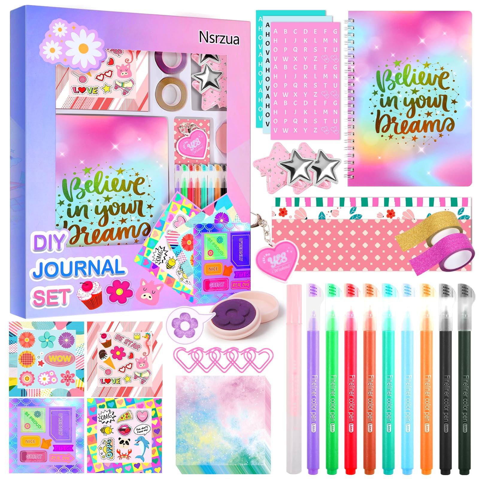 Kit De Diario De Bricolaje Nsrzua Para Niñas De 8 A 14 Años Con Material De Arte