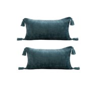 Genérico - Set De 2 Fundas De Cojin Chenille Con Borlas 30X50 Verde