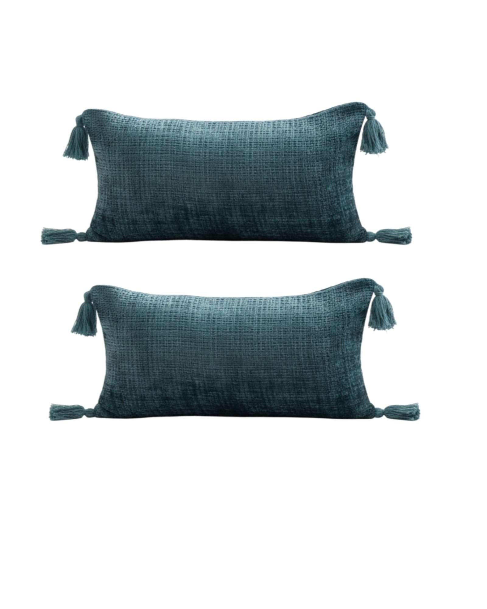 Genérico - Set De 2 Fundas De Cojin Chenille Con Borlas 30X50 Verde