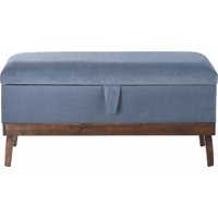 Máxima Design - Banqueta Con Baúl Incy Azul Petróleo Felpa 120X40X50 Cm