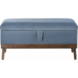 Máxima Design - Banqueta Con Baúl Incy Azul Petróleo Felpa 120X40X50 Cm