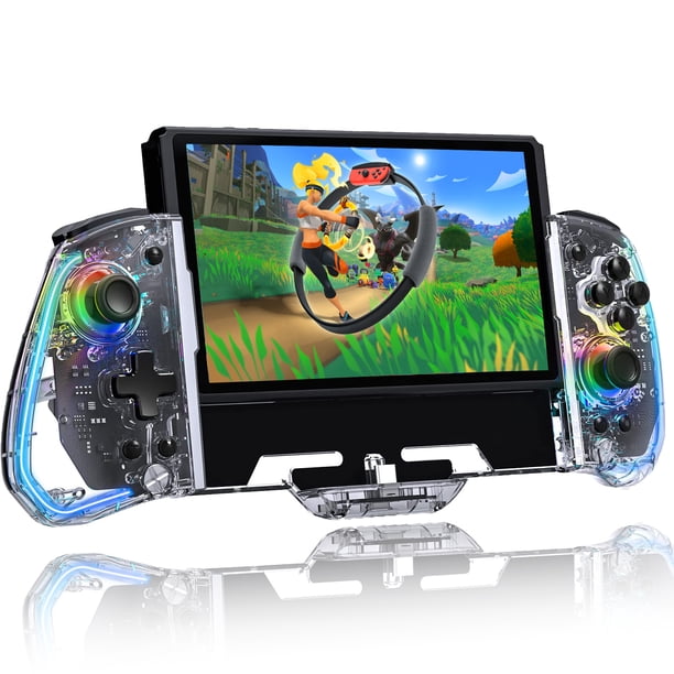 Controlador de Juegos para Switch y OLED, Gamepad Todo-en-Uno Portátil con Luz LED Ajustable Diseño Ergonómico Giroscopio de 6 Ejes Mapeo Turbo
