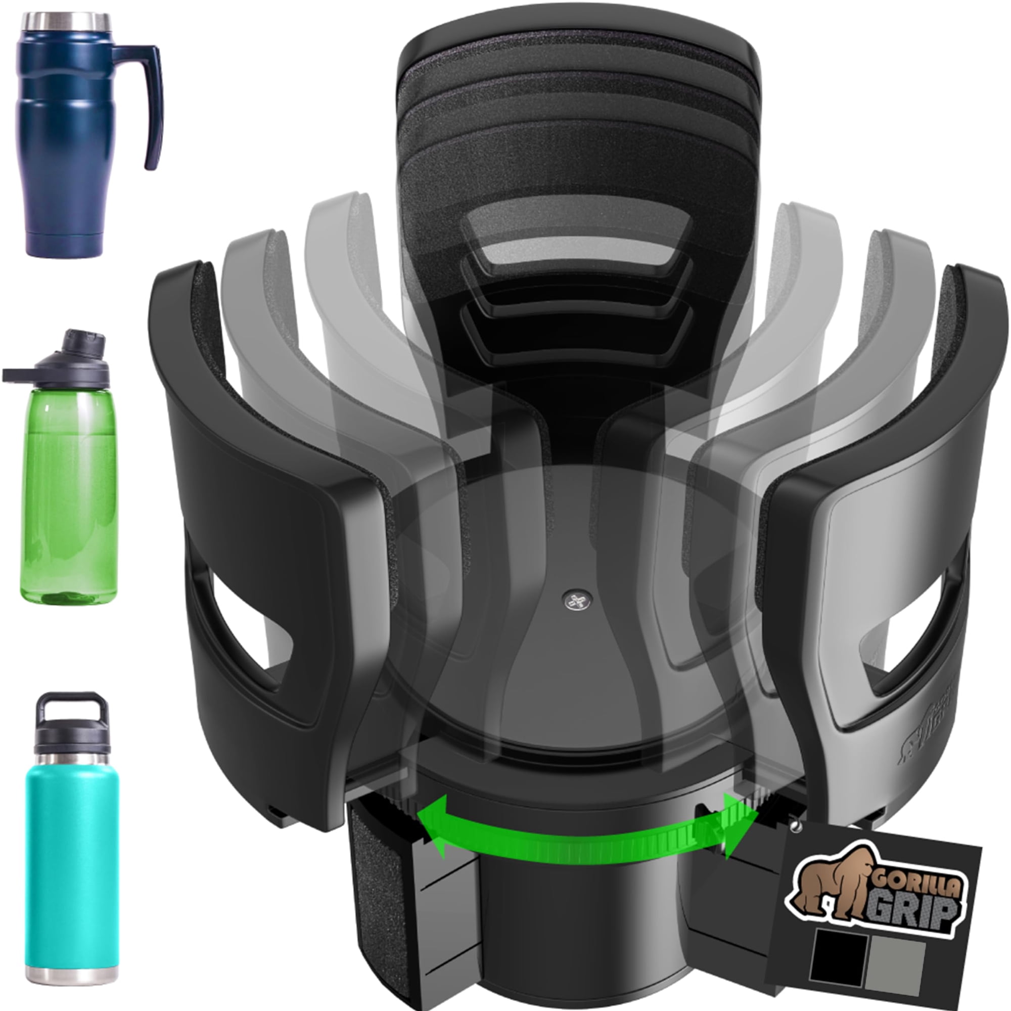 Portavasos Para Coche, Expansor Gorilla Grip, Negro, Ajustable
