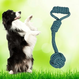 Akirapet - Juguete Cuerda De Algodón Con Pelota Para Mascotas Azul