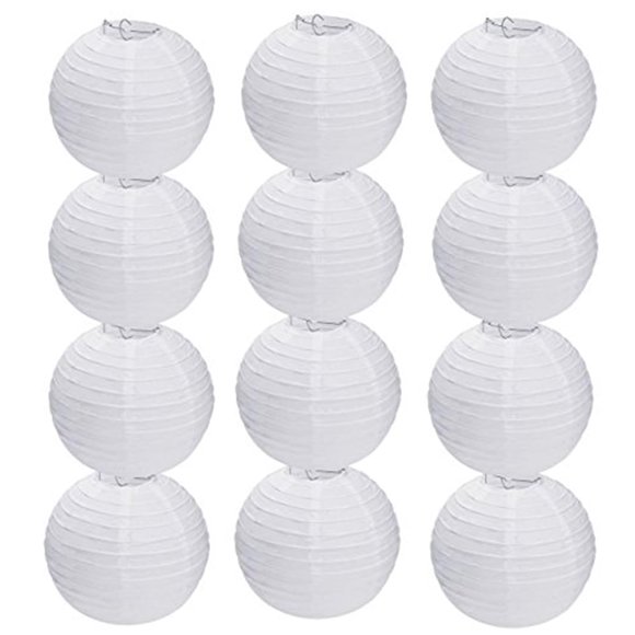 Linterna de papel Clonynix 25 cm blanca – paquete de 12