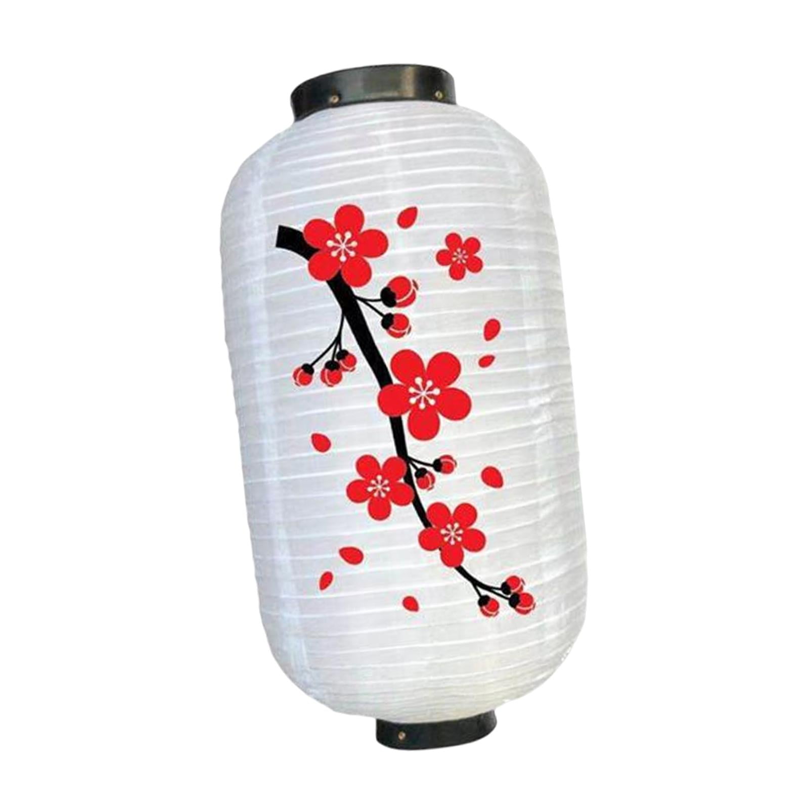 Magideal - Linterna De Estilo Japonés Lámpara Colgante Decorativa Sombra Estilo Oriental Luces De Tela Ligera Para Boda Festival De Primavera Fiesta Al Aire , Cuerpo Blanco Flor Cuerpo Blanco Flor Grande