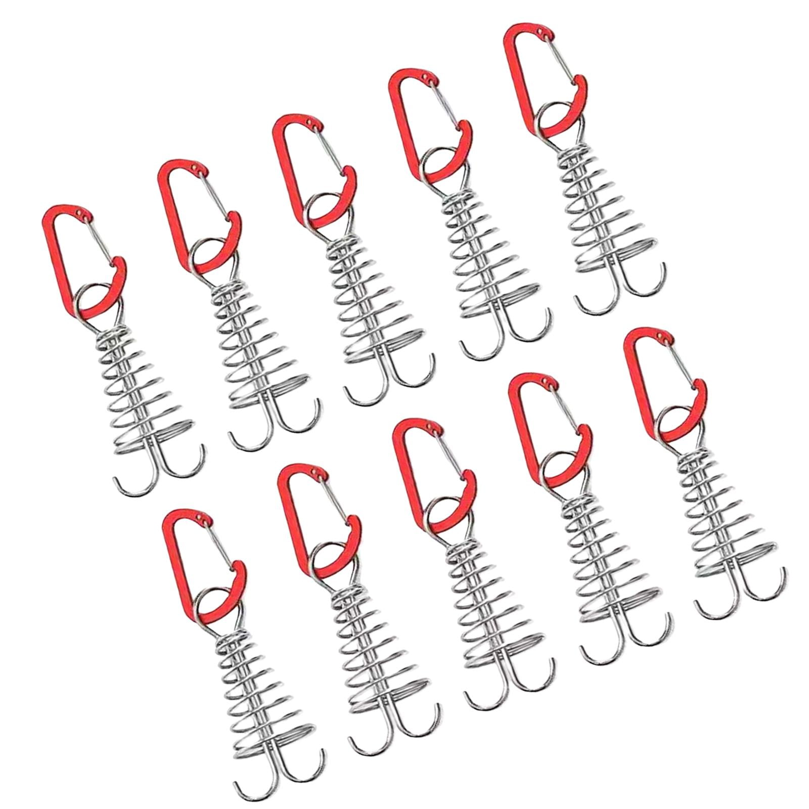 Ioensy - 10 Uds. Estacas Para Tienda De Campaña, Clavija De Ancla, Hebilla De Resorte, Accesorios Para Tienda De Campaña Para Exteriores, Color Rojo