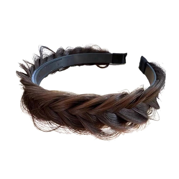 Diadema Trenzada Para El Cabello, Diadema Trenzada Hecha A Mano, Banda Para El Cabello Gruesa Para Mujer, Marrón Oscuro