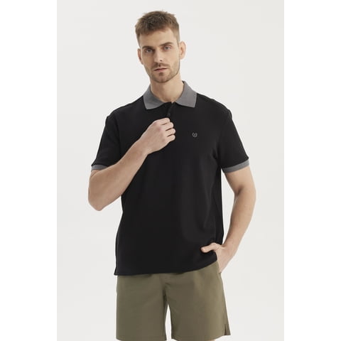 Fashionspark - Polera Hombre Pique Wafle Con Botones Negro