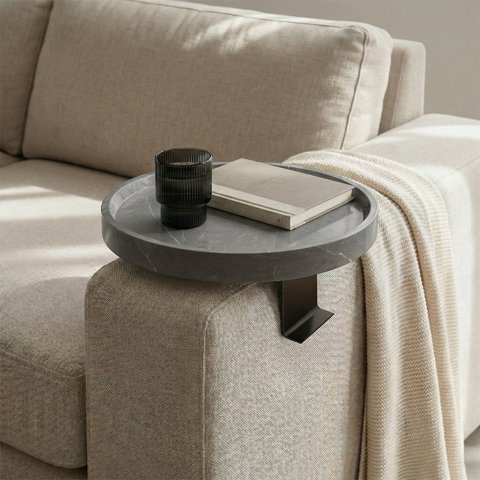 Santú Home & Deco - Mesa Para Sofá Gris Redonda