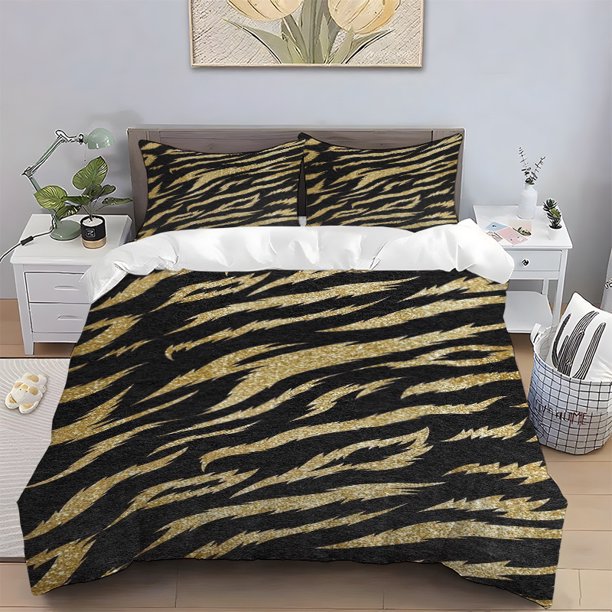 Golden Tiger Pattern Digital Print Set Polyester Comfort Fabric Bedroom/Guest Room Decor