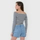 thumbnail image 2 of Polera Mujer Sin Hombros M/L Rayas Gris Corona, 2 of 5