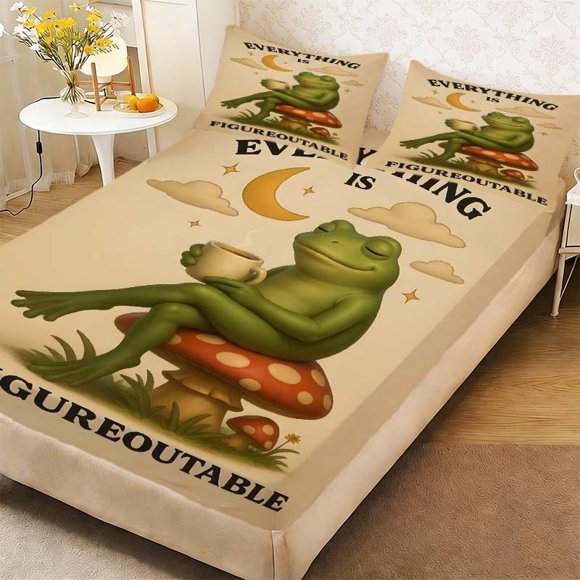 Everything Can Be Solved Duvet Cover Set - Fitted Sheet Pillowcase Set Soft Comfortable And Breathable for All Seasons Essential for Bedroom Or Dormitory Decora