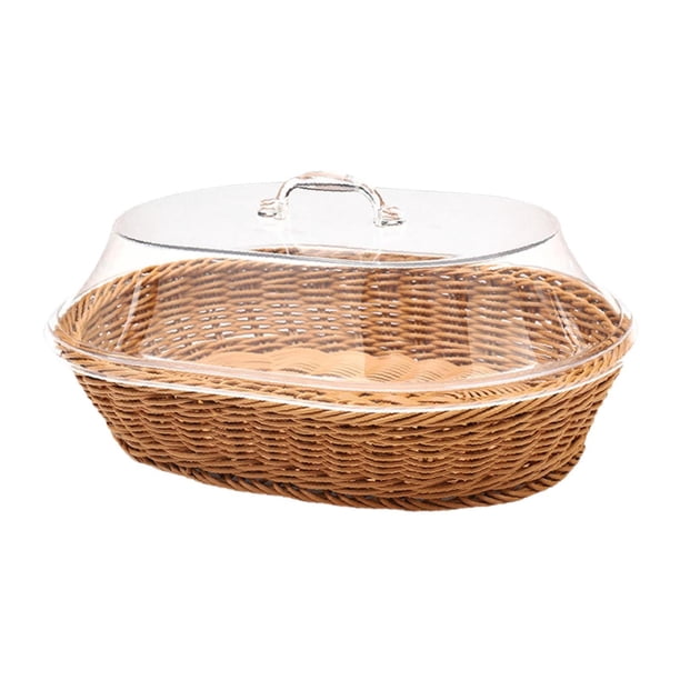 Cesta de mimbre para frutas, cesta de pan tejida de imitación de ratán, almacenamiento de despensa, cesta para servir alimentos, estantes para cafeter 35cmx45cm