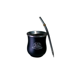 El Buen Pastor - Mate Copita Acero Inoxidable Negro Con Bombilla