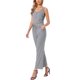 thumbnail image 4 of INSPIRE CHIC Monos para Mujeres Elegantes y Casuales Mono sin Mangas Cuello Redondo Tejido Pierna Ancha Rompers Jumpers Conjuntos de Verano XS Gris, 4 of 6
