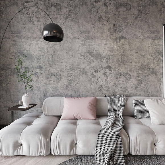 Papel pintado BAYYA Concrete Peel and Stick, cemento gris, 40 cm x 9 m