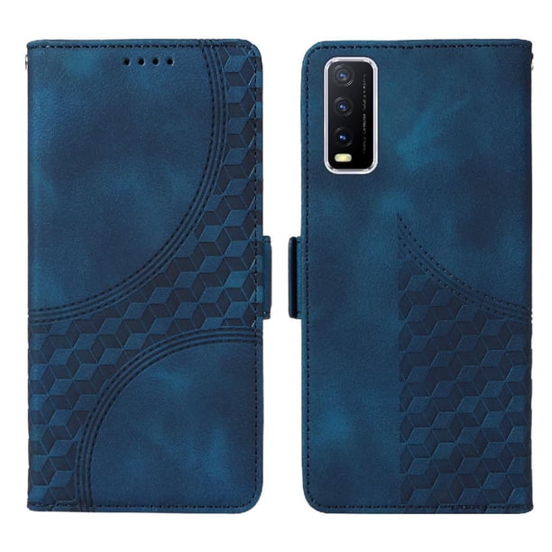 Carcasa FOXDOCK Vivo Y20 de cuero PU, diseño acolchado clásico, protección contra caídas y rayones