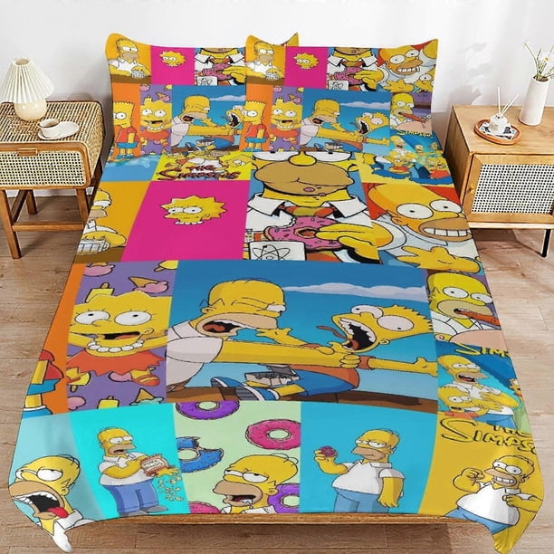 Funda nórdica de Los Simpson, ropa de cama de microfibra, estampado 3D, edredón ligero de 3 piezas, te trae la visión