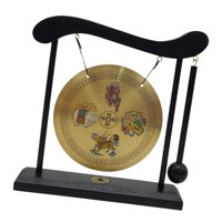 Magideal - Cobre Gong Adorno Asiático Gong Campana Mini Campanas De Viento Latón Feng Shui Escritorio Gong Cobre Chino Gong Con Soporte Para Mesa Decoración Para Estilo D