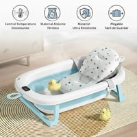 Babyluna - Tina Bañera Plegable Bebé Con Termómetro Y Cojín Azul