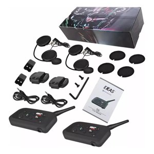 Ejeas V2 - Pack 2 Intercomunicadores Casco Moto Manos Libres V6 Pro 2.0