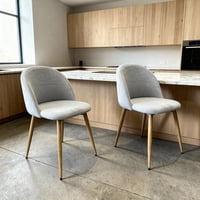 Pack 2 Sillas Comedor Moderna Acolchada Metal Sora Venhoouse Felpa Gris