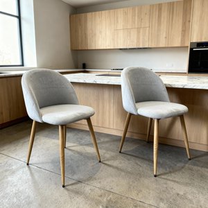 Pack 2 Sillas Comedor Moderna Acolchada Metal Sora Venhoouse Felpa Gris
