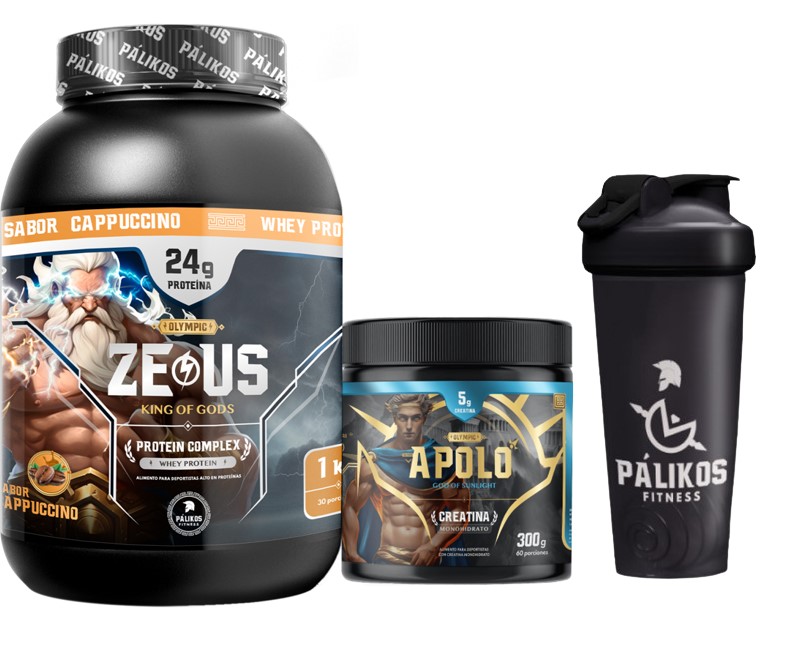 Palikos Fitness - Proteina Zeus Complex 1Kg Cappuccino + Creatina Apolo 300G + Shaker