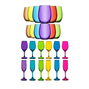 Set 24 Copas Vasos Vidrio Cristar Full Color Celebraciones