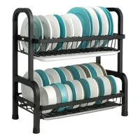 Genérico - Rack Para Platos Multifuncional Color Negro 2 Niveles