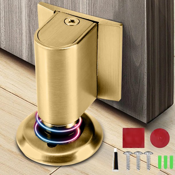 Tope magnético de puerta Roiosge Heavy Duty, aleación de zinc, acabado dorado brillante