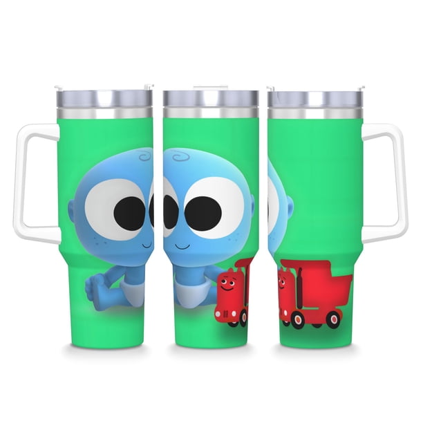 Bebé Divertido GooGoo y GaaGaa Vaso aislado de acero inoxidable con asa, diseño temático, regalo para familia, amigos y fans; incluye pajita y encaja en el portavasos estándar, 40 oz