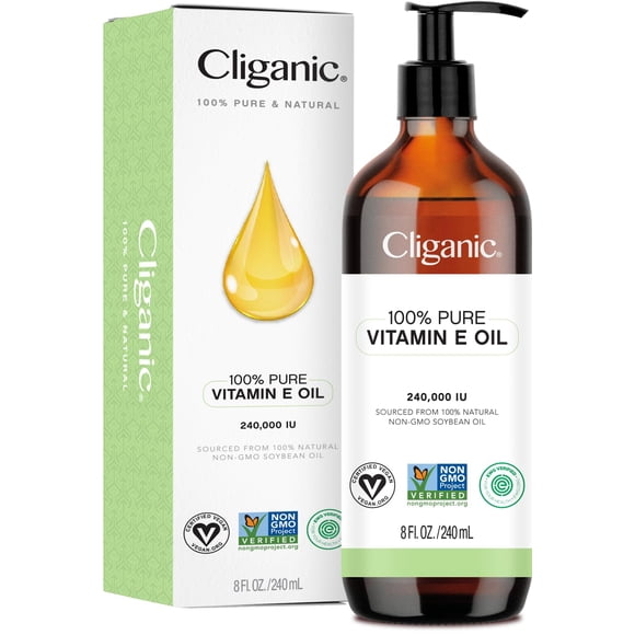 Aceite de vitamina E Cliganic Pure de 240 000 UI para piel y cicatrices, 240 ml