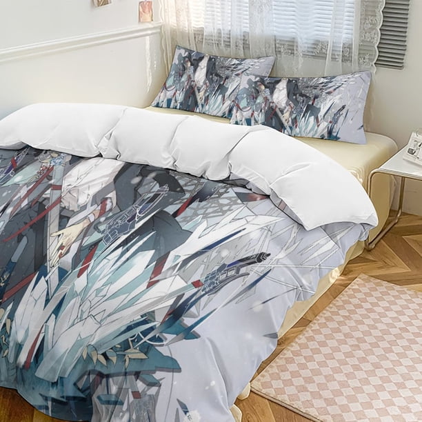 Attack On Titan Quilt Set Thicken Soft 3 Pieces Bedding Set All Season Duvet Cove with 2 Pillowcases for Adult Women Girls Teens Home Room Decor