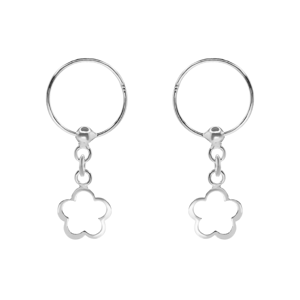 Fershop - Aros De Plata 925 Argolla Con Relieve De Flor