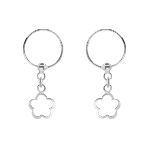 Fershop - Aros De Plata 925 Argolla Con Relieve De Flor