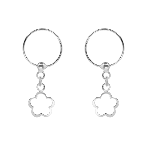 Fershop - Aros De Plata 925 Argolla Con Relieve De Flor