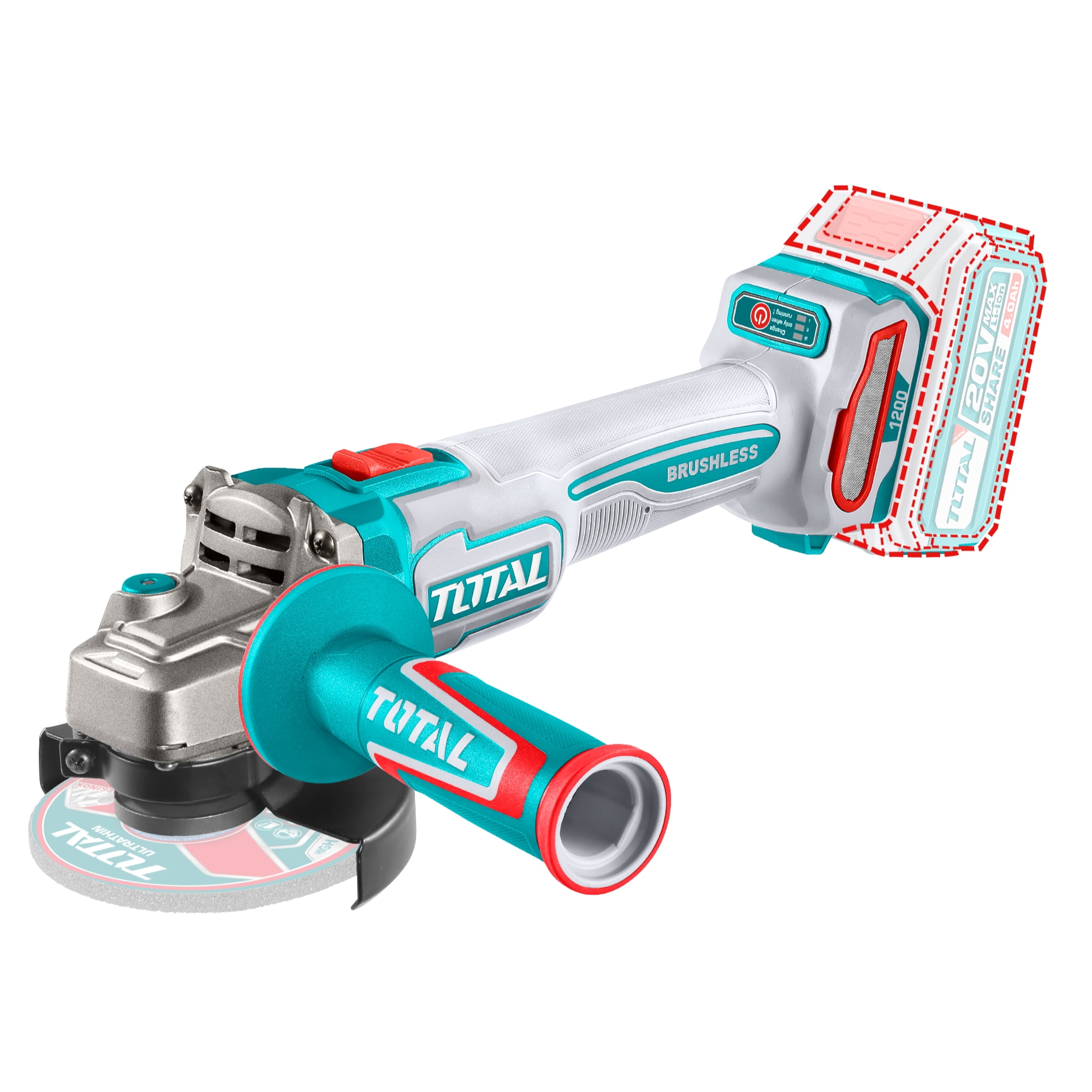 Esmeril Angular Inalambrico 20v 125mm 1200w Total