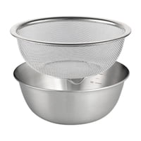 Bothyi - Colador Microporoso De Acero Inoxidable 304 De 2 Piezas Con Tazón Para Mezclar Frutas De 18 Cm