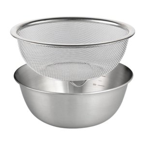 Bothyi - Colador Microporoso De Acero Inoxidable 304 De 2 Piezas Con Tazón Para Mezclar Frutas De 18 Cm