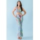 thumbnail image 5 of Conjunto de Top Corto con Cuello en V, Espalda Abierta Fruncida y Pantalones de Cintura Alta con Estampado Abstracto Multicolor, Azul, Rosa, Multicolor, M, 5 of 5