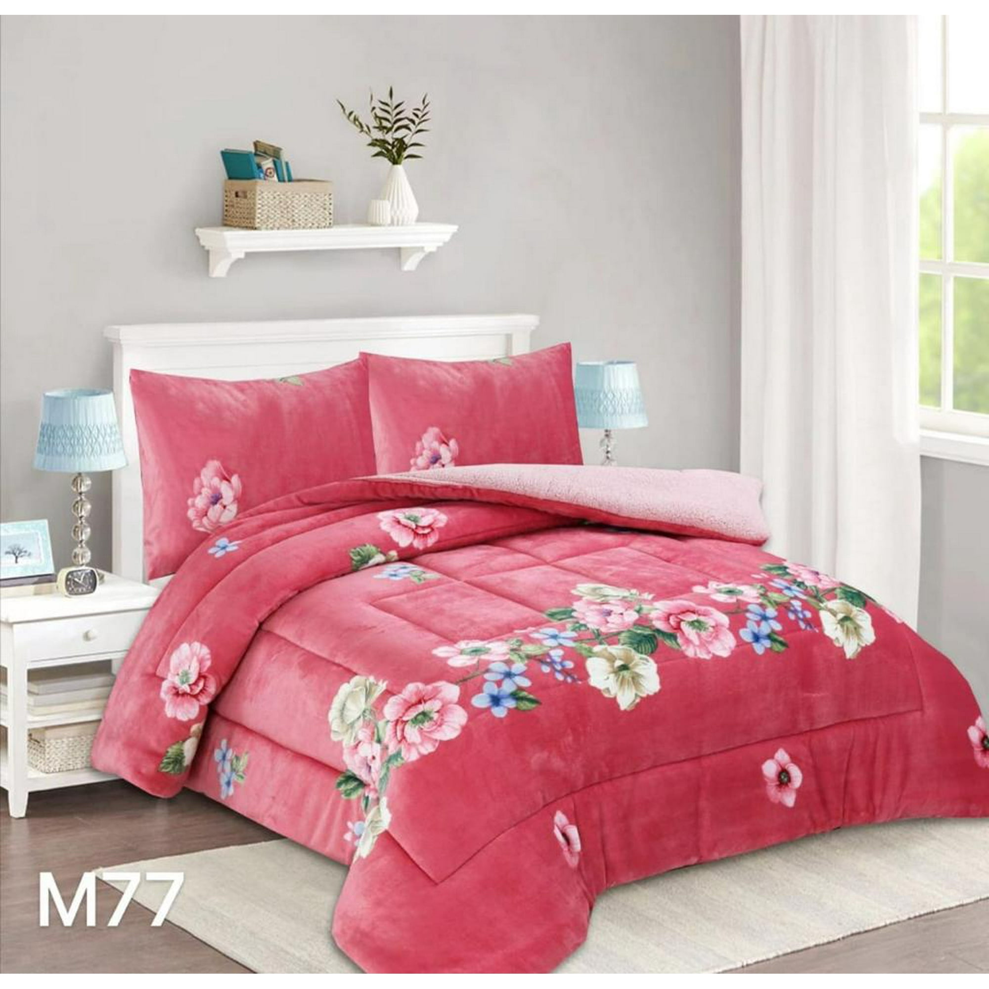 Genérico - Cobertor Chiporro 1 1/2 Plazas - Rosa Flores M77