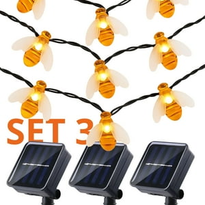 Genérico - Set 3 Guirnalda Solar Abejas Calida Led Decoracion 5 Metros