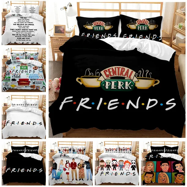Friends Forever Bedding Duvet Cover With 2 Pillows Simple Style Bedding Set Relaxed Soft Size Modern Home Pattern Style Bed Sheets