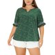 thumbnail image 1 of Agnes Orinda Blusas de Tallas Grandes para Mujer con Puntos, Cuello en V, Volantes, Manga Corta, Primavera Verano, Estilo Bohemio, Talla 1X, Verde, 1 of 8