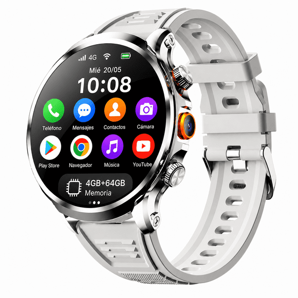 UBABAI Reloj Inteligente Android 4G con SIM Pantalla Táctil 1.95" Android 10 4GB RAM 64GB ROM Cámara Giratoria Llamadas Independientes WiFi y Bluetooth
