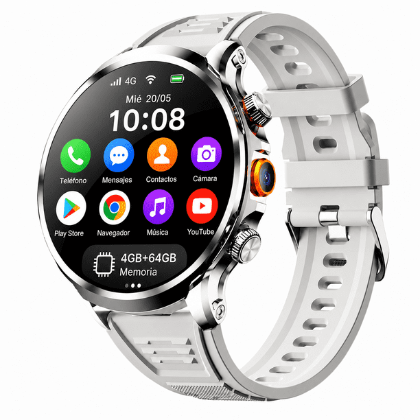 UBABAI Reloj Inteligente Android 4G con SIM Pantalla Táctil 1.95" Android 10 4GB RAM 64GB ROM Cámara Giratoria Llamadas Independientes WiFi y Bluetooth
